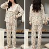 Large Size Plus 100 Pounds Pajama Suit Women's Spring and Autumn Pure Cotton Sweet Home Wear New Long-sleeved Trousers Home Wear Set