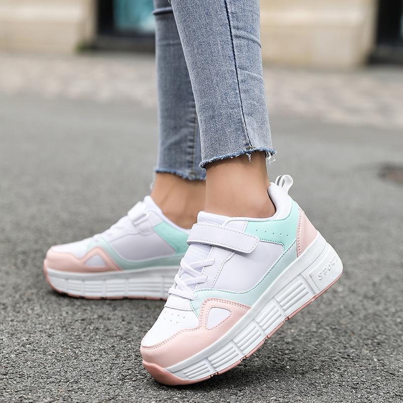 Boy's Plus Size Fashionable Thick Soled Roller Skates Girl's Wheeled Sports Shoes Outdoor Sneaker
