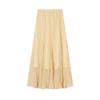 Xiangying Women's Yellow Irregular Pleated Mid-Length Skirt