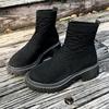Mode Damen Socken Schuhe 2025 Frühling Herbst Neue Mode Atmungsaktiv Lässig Keilabsatz Plateau Stiefeletten Zapatos De Mujer Goth Stiefel
