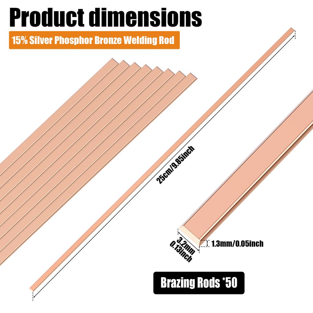 20/50 Stück Silber-Phosphor-Kupfer-Lötdraht Flache Schweißstange BCuP-5 Lötdraht Flache Schweißstange für Kupferreparaturwerkzeuge