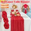 Valentine Red Long Table Runner Wedding Party Banquets Bridal Baby Shower Christmas Decorations Boho Gauze Polyester Cheesecloth