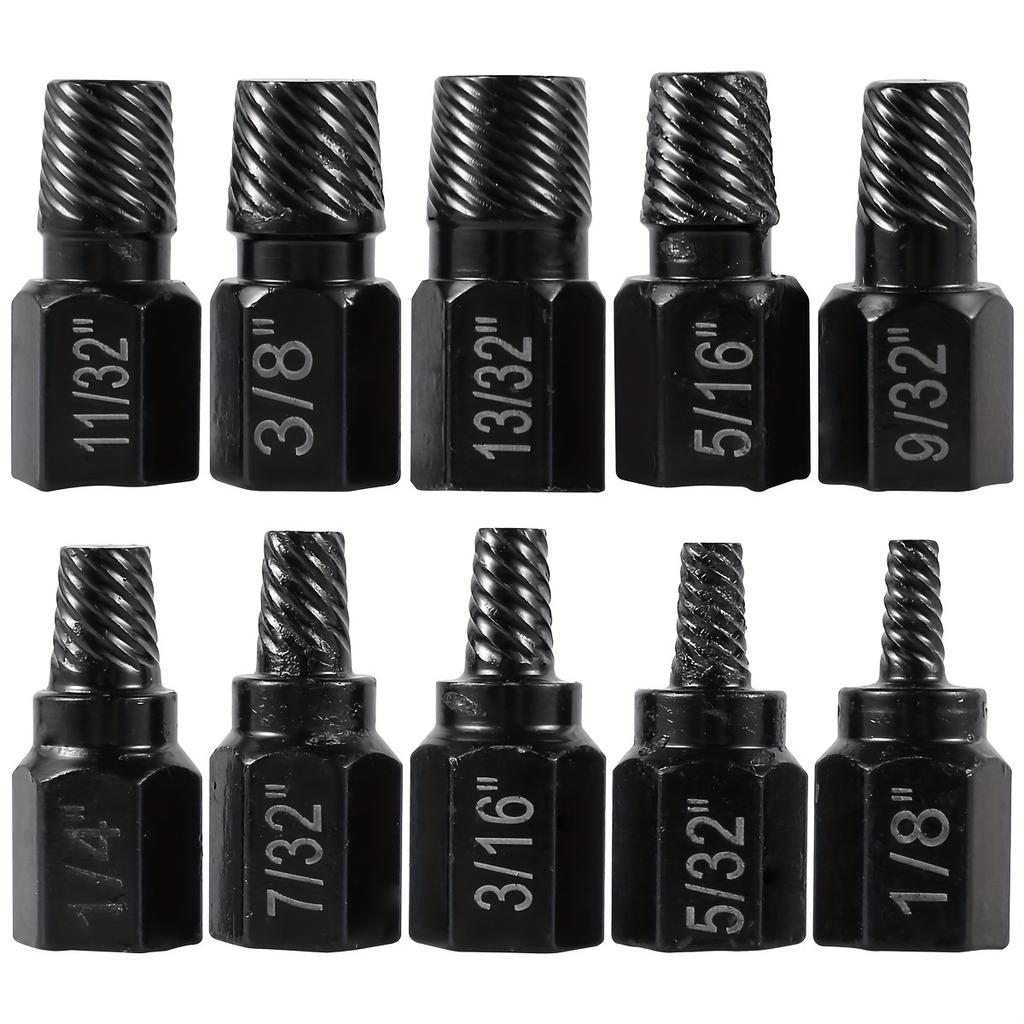 10Pcs Screw Extractor Kit Alloy Steel Damaged Screw Remover Set Metal Easy Out Drill Bits Bolt Stud Multi-Spline Screw Extractor