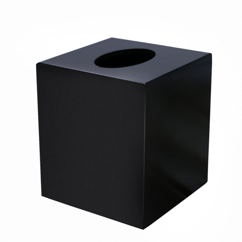 

Home Decoration Square Storage Living Room Easy To Use Portable Car Portable Bamboo Fabric Desk Matte Black | Napkin Box