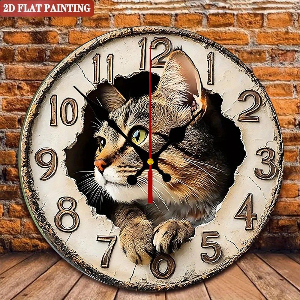 

Настенные часы с котом. Дизайн кошачьих с 3D-эффектом, уникальный декор в винтажном стиле для любителей кошек.