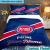 Custom Name 3PCS Detroit Basketball Art Bedding Set,Including  Duvet Cover And 2pcs Pillowcases Perfect for Bedroom,Dormitory,Fan Christmas Gift