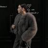 Cappotto Corto da Donna Grigio in Ecopelliccia Collo Tondo Ampio Manica Lunga Caldo Capospalla Stile Street Autunno Inverno