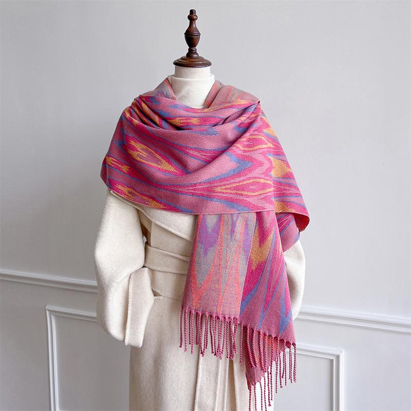Bohemian Winter Scarf for Women Thick Blanket Jacquard Cashmere Design Lady Soft Pashmina Floral Bufanda Warm Shawl Poncho Stole