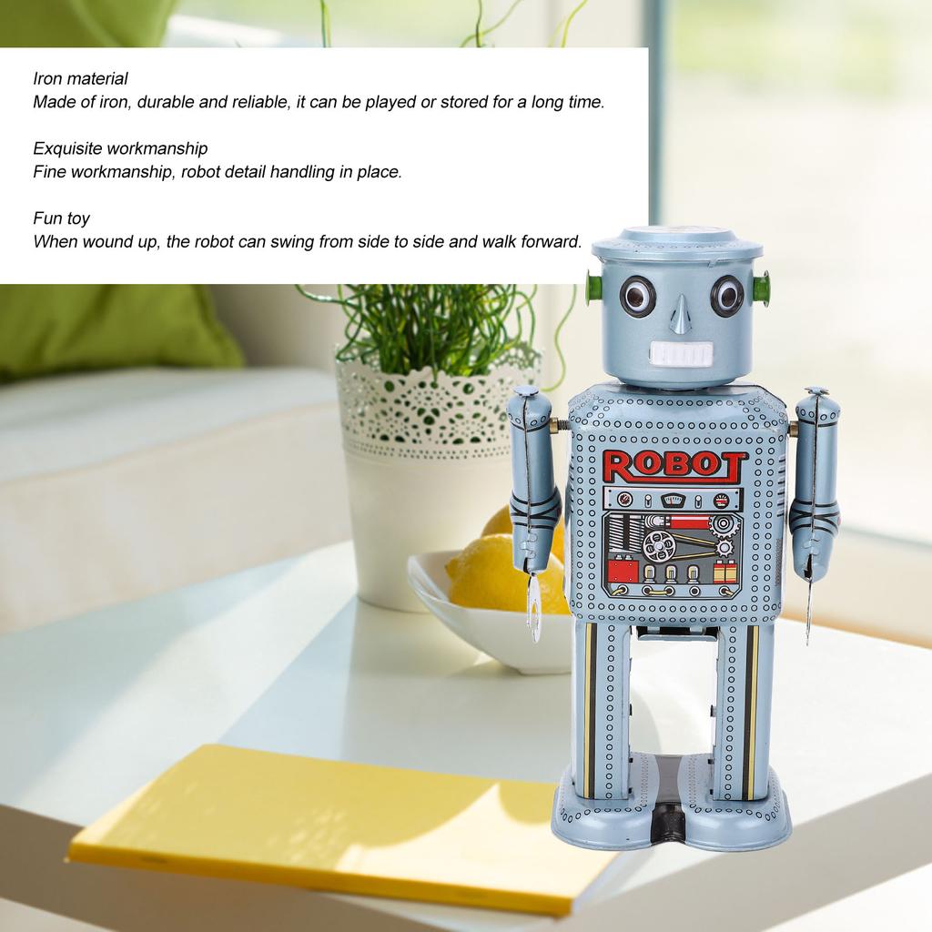 Wind Up Vintage Robot Retro Wind Up Robot Toy Decorative Exquisite Hand Made Iron Clockwork Toy for Cafe Bar Restaurant