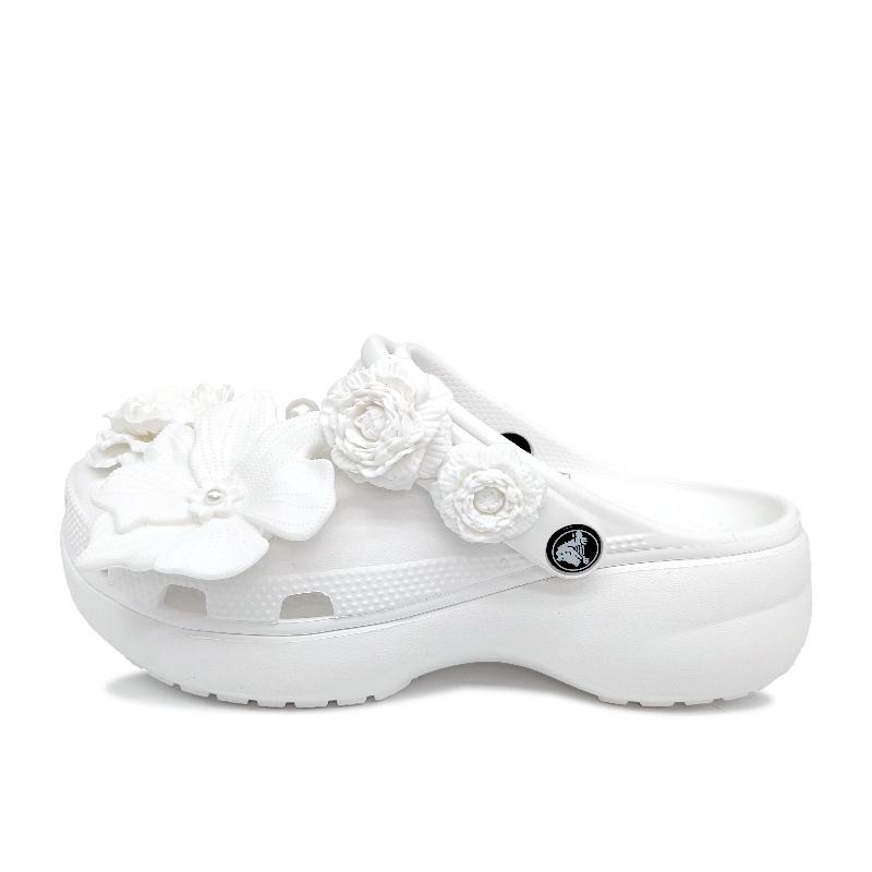 Crocs Classic Platform Clog Aoyama Camellia Simple and Versatile Fashion Trend Casual Hole Shoes Women's White
