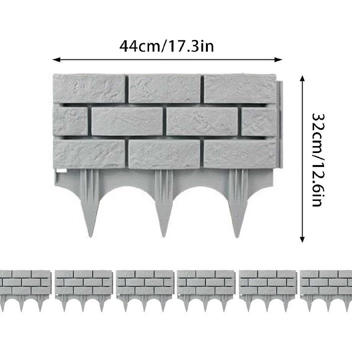 Valla de Borde para Césped de Jardín Exterior Ladrillo Piedra Aspecto Bordes Sin Excavar Encajables Borde de Paisaje Kits Decorativos Plástico 5 PIEZAS (Gris-5pcs)