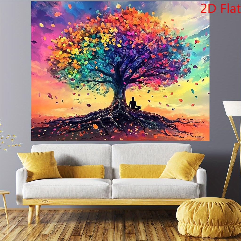 2D plane, colorful background of the life tree, suitable for indoor and outdoor use, made of polyester fiber material