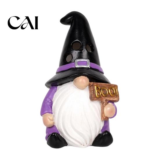 Durable Resin Craft Ornaments Halloween Decoration, Skull Ghost Mouth Gnome Figurine for Home Decorations For Table Tiered Tray, Cute Spooky
