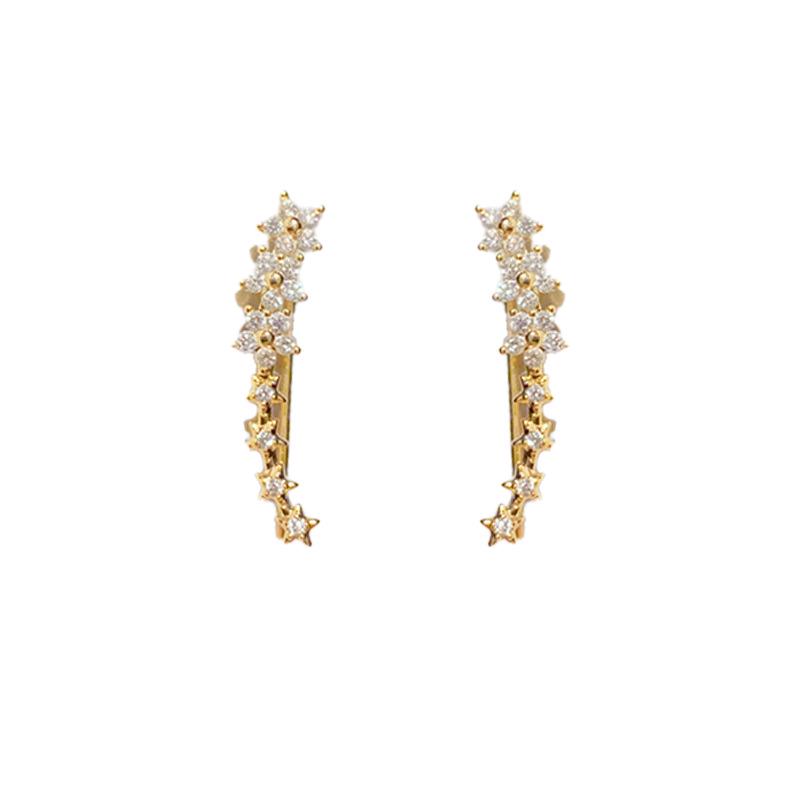 Elegant Starlight Flower Stud Earrings - High-End Fashionable Ear Cuff
