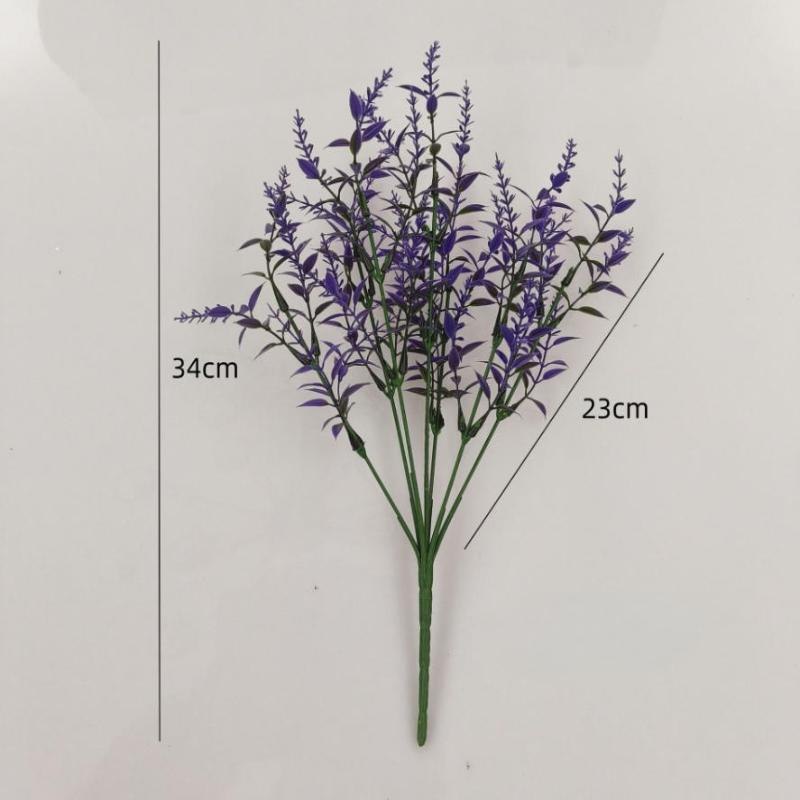 Lifelike Artificial Lavender Fake Flower Safe BPA-free Plastic Faux Plant 34cm 1Pcs for Wedding Home Coffee Table Decor