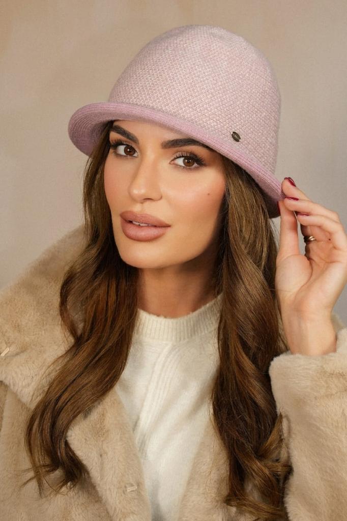 Women' Winter Hat Houndstooth Dark Pink Kamea-Zelda