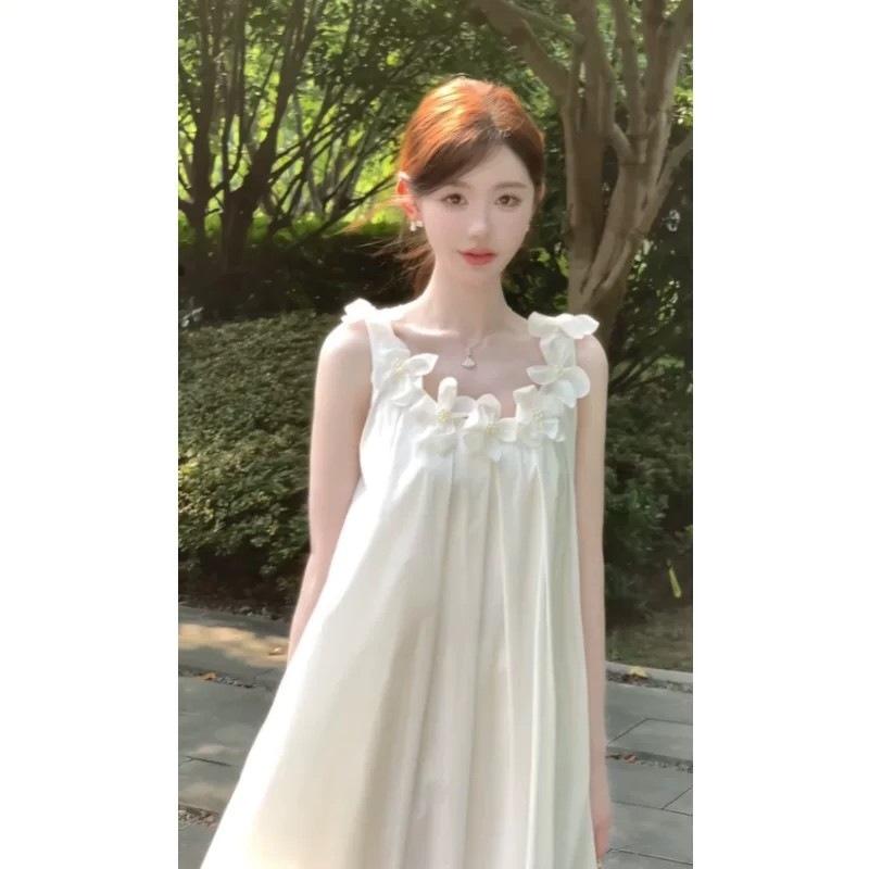 French super beautiful flower suspender dress small man gentle wind sweet fairy long dress 2026 summer