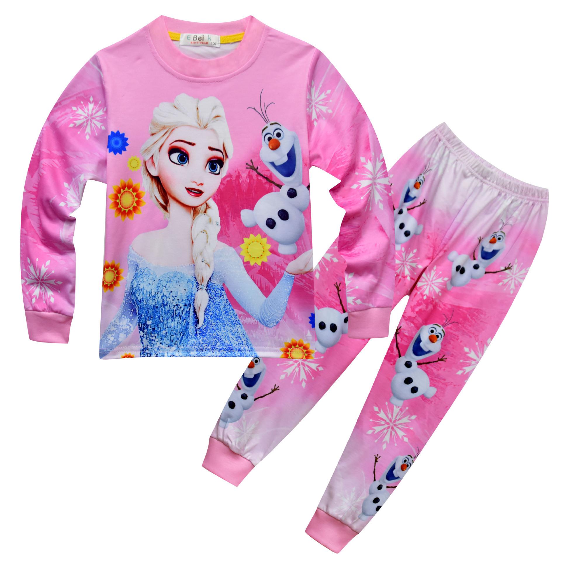 Animation, Frozen Print, Long-Sleeved Children S Loungewear Set, Pajamas Home Two-Piece Set 532 100