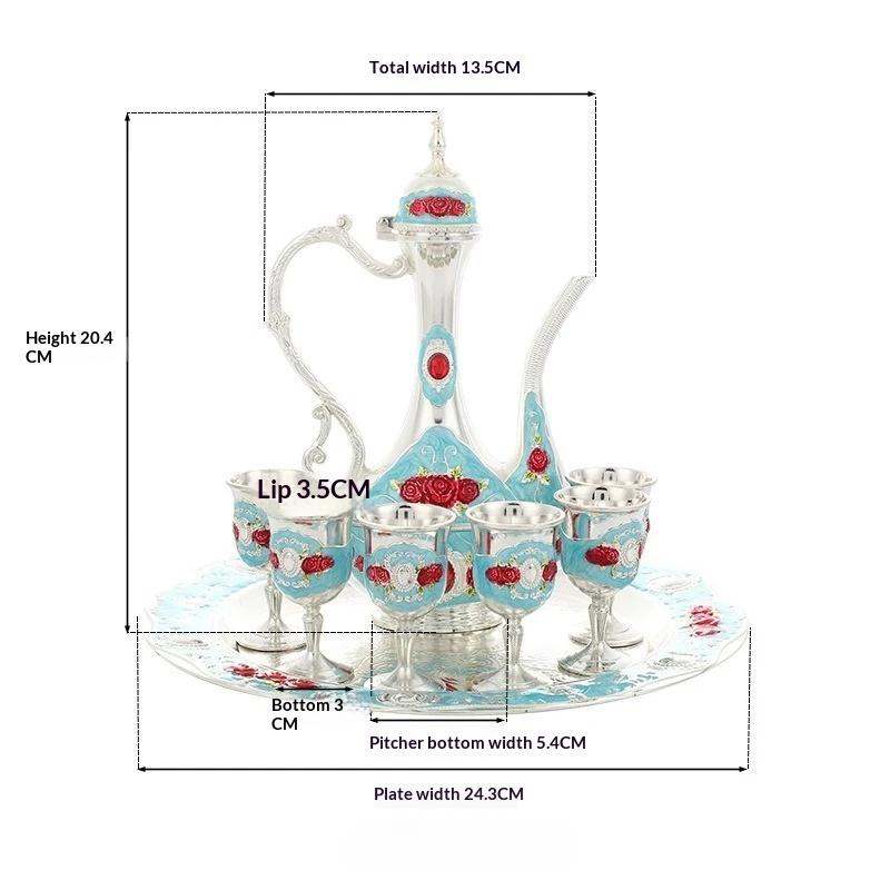 Set da Vino da 8 Pezzi Placcato Argento Coppa Kiddush Placcata Nichel Coppa da Vino con Sottobicchiere Goblet Shabbos Pasqua per Havdalah Pasqua