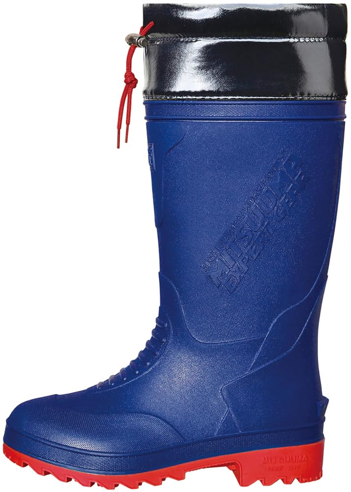 Mitsuuma Rain Cold TPE Navy for Work and Farming Boots, Weather, Lightweight, Waterproof, Flexible, One-Piece Construction, Seamless, Flexible, Blue,