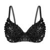 Women Ladies Glitter Sequins Beading Belly Dance Bra Tops Party Club Costume Dancewear
