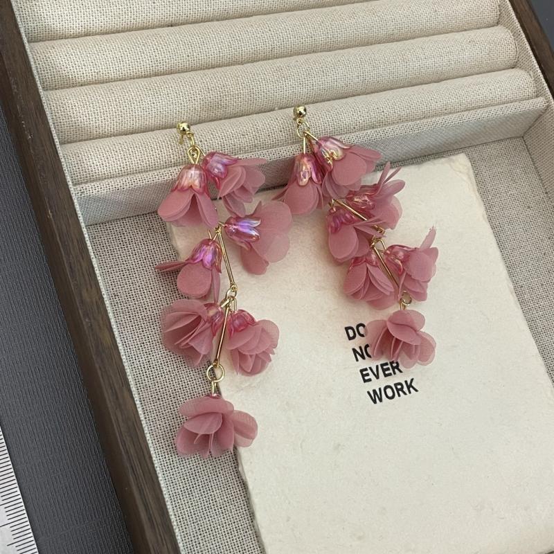 Sweet Dopamine Long Drop Earrings Women Lily of The Valley Exaggerated Fringe Dangle Earrings Romantic Vacation Jewelry Gifts