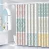 1pc Colorful Line Pattern Shower Curtain with Hooks, Bathroom Partition, Bathroom Accessories, Home Decoration