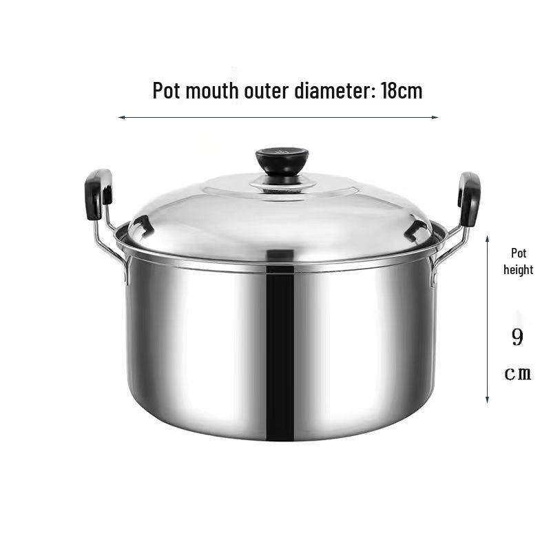 Olla de Acero Inoxidable de Gran Capacidad para Sopa y Fideos con Tapa para Cocinas de Inducción y Gas