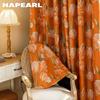 1PC NAPEARL European Style Orange Tulip Printed Curtains Fully Blackout Curtain for Bedroom Living Room Balcony Window for Home Decor
