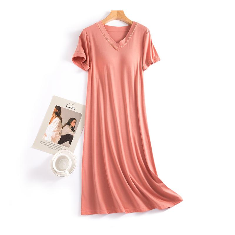 

Женское летнее платье для сна с короткими рукавами, разноцветное, с V-образным вырезом и нагрудными подушечками, свободного размера, ночная рубашка для дома 3XL