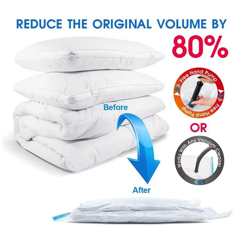 Vacuum Storage Bags With Valve Transparent Folding Compressed Space Storage Bag Travel Seal Packet Organizers For Towel Cloth