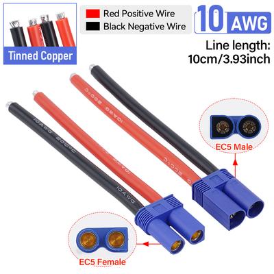 EC5 Male/Female Plug Jack Wire Connector Battery Connector Cable 10AWG Silicone Cable for Car RC Battery Toys Charging Adapter