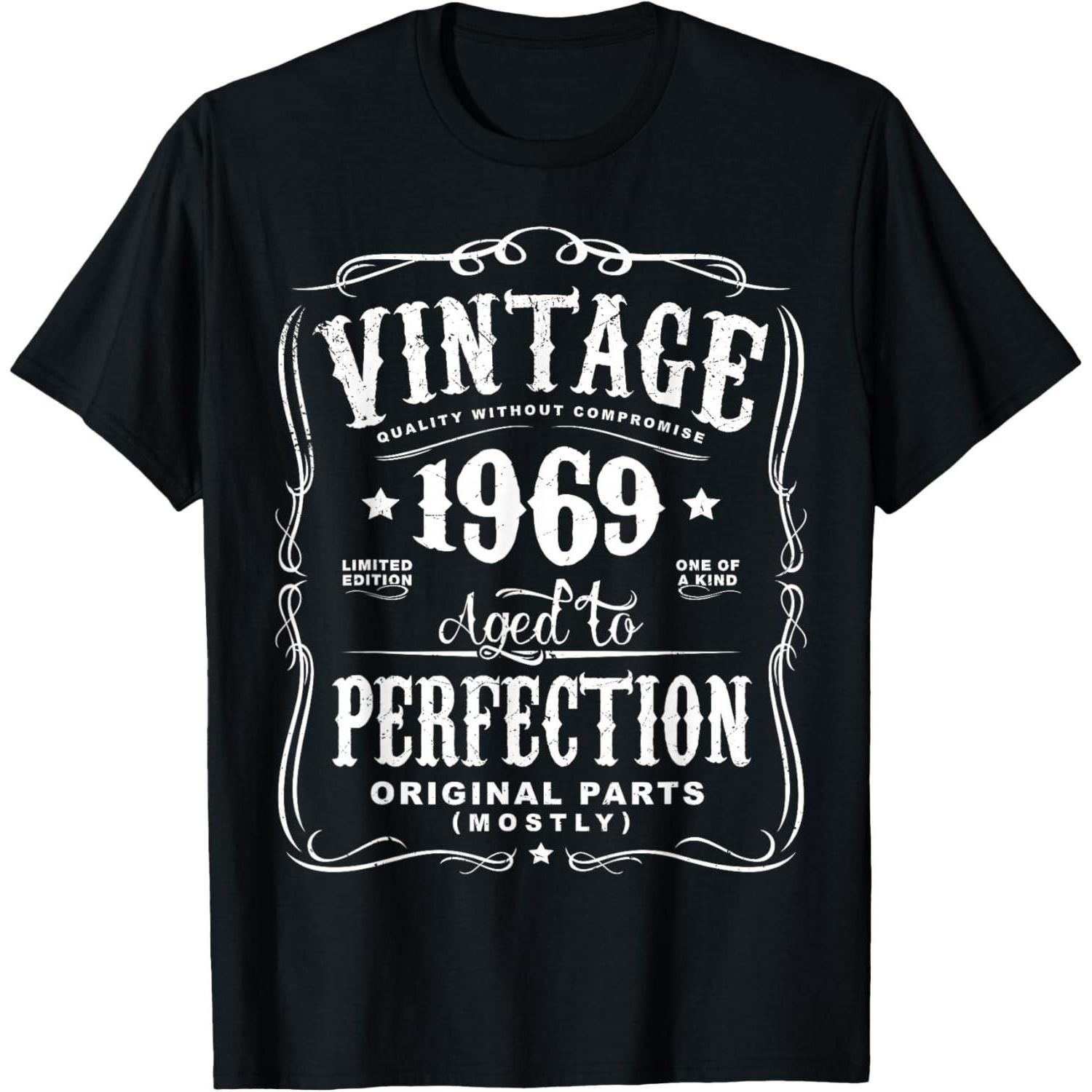 

Vintage Made In 1969 T-Shirt Custom Printed Graphic T Shirts Short Sleeve Casual Streetwear Summer Tops S чёрный