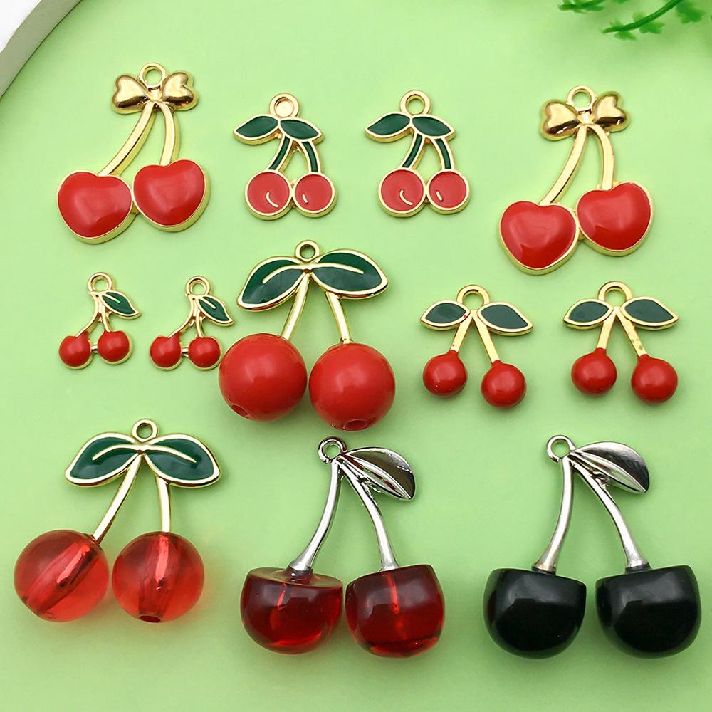 Red Cherry Pearl Resin Keychain Pendant