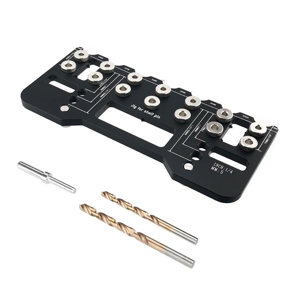 Precision Handle Pitch Punch Hole Locator Wear Resist Aluminum Pocket Hole Jig Kit  Cabinet