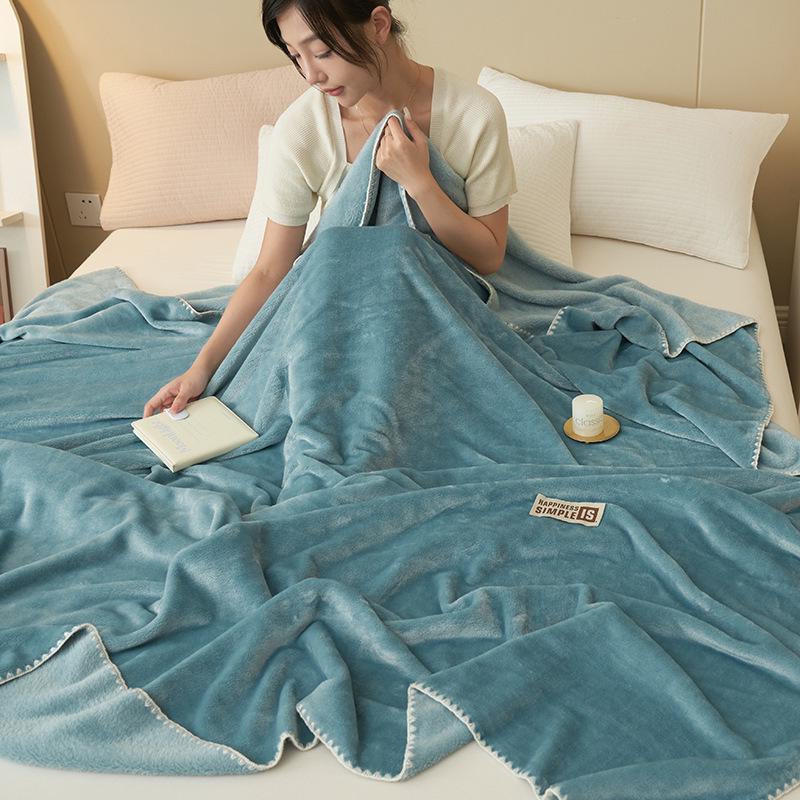 Thick Milk Fleece Flannel Shawl - Spring/Fall Air-Conditioning or Nap Blanket