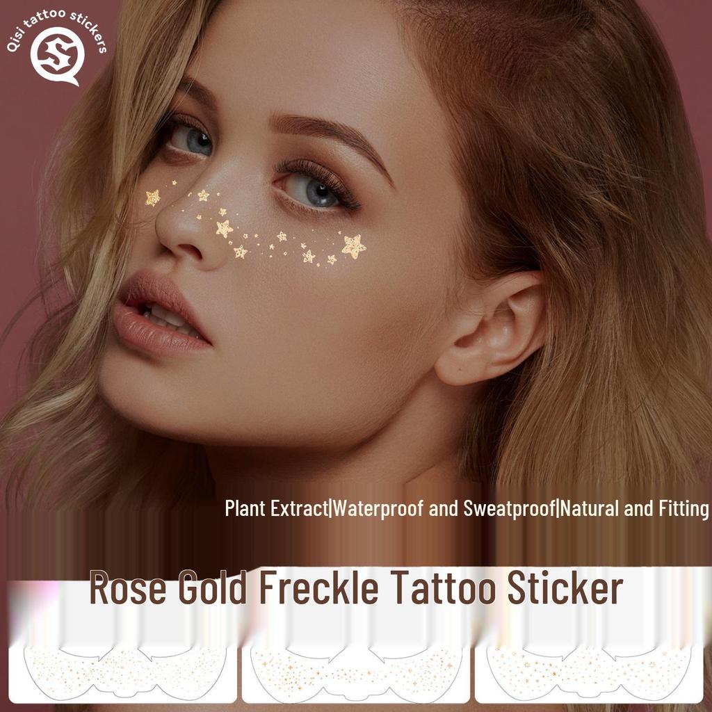 Rose Gold Waterproof Freckle Tattoo Stickers - Stylish and Sweatproof for a Beautiful Look