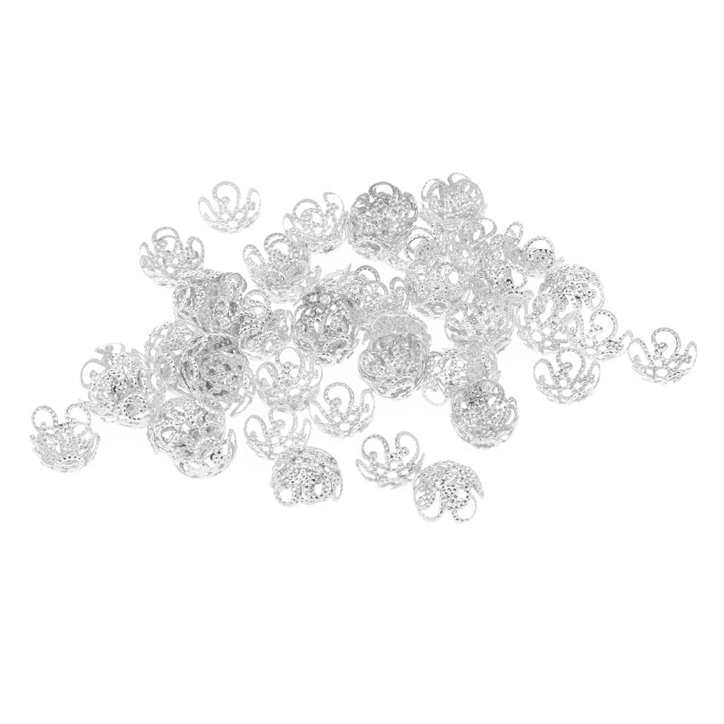 100 st 10 mm Vintage kopparpläterade blompärlor Caps Smycken gör Silver