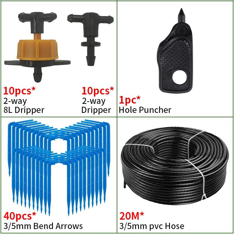 2/4-Way Drip Arrow Irrigation Set Gardening Water-Saving Drip Irrigation System Greenhouse Planting Watering 3/5Mm Hose Kit