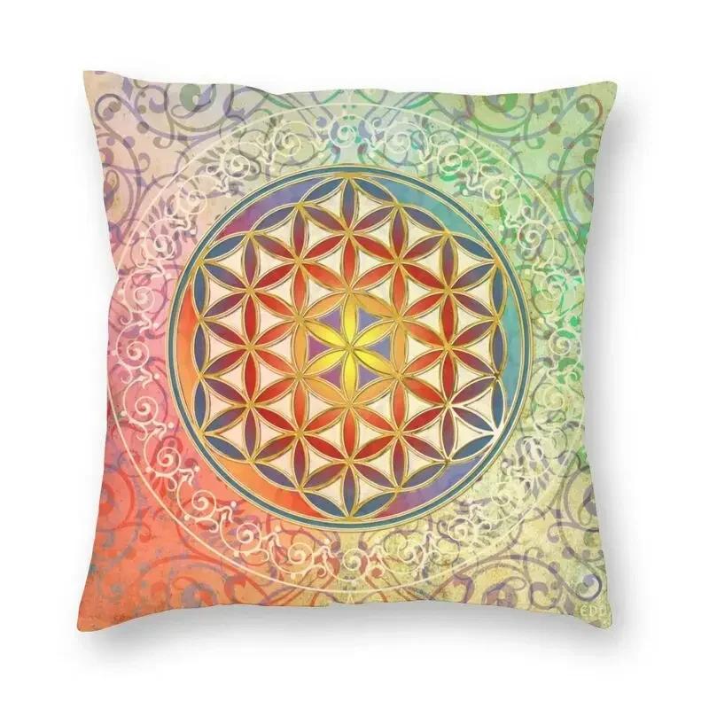 Luury Golden Mandala Om Throw Pillow Cover Home Decor Square Yoga Buddhism Aum Meditation Cushion Cover PillowcoverWhite,(9)