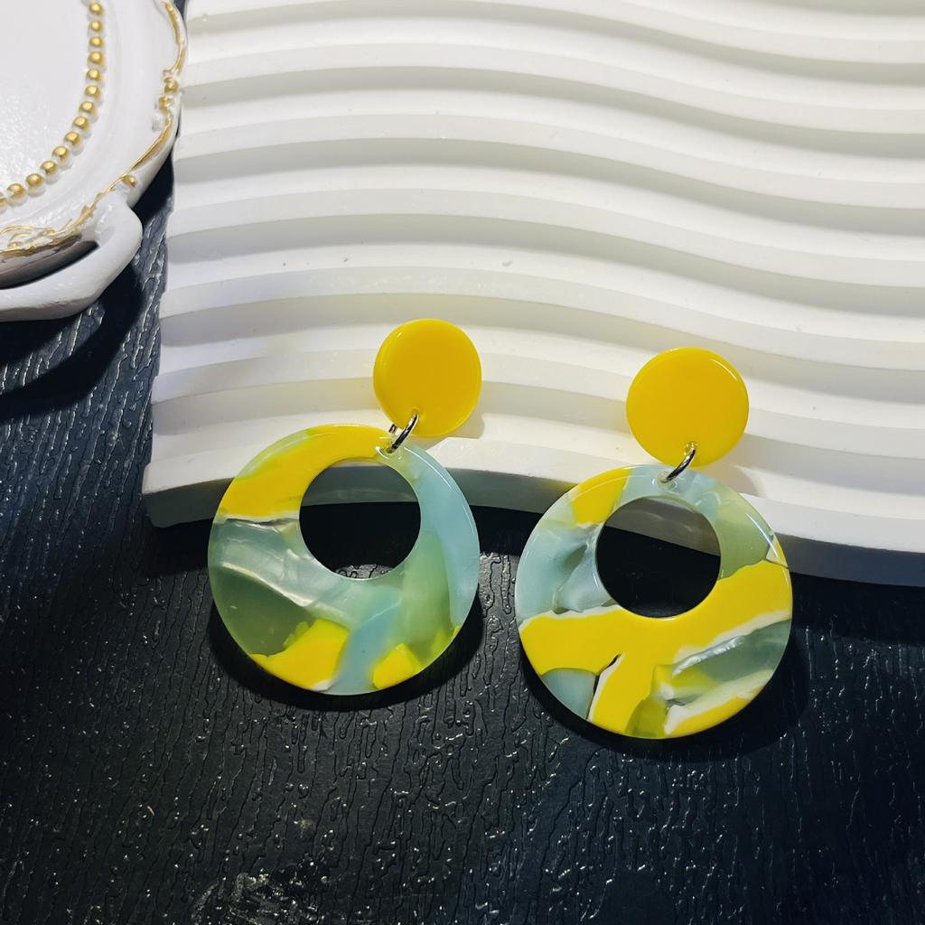 JMXD-Acetate Acrylic Earrings for Women Y2K Drop Dangle Hoop Earrings in Multiple Colors Lightweight Retro Circle Ear Studs Fashion Jewelry Gifts