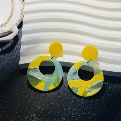 JMXD-Acetate Acrylic Earrings for Women Y2K Drop Dangle Hoop Earrings In Multiple Colors Lightweight Retro Circle Ear Studs Fashion Jewelry Gifts