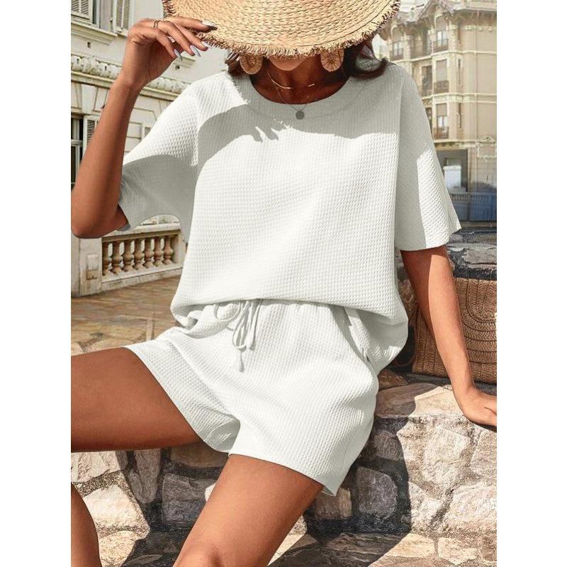 Plus Size Women's Fashion New Short Sleeved Shorts Two Piece Suit