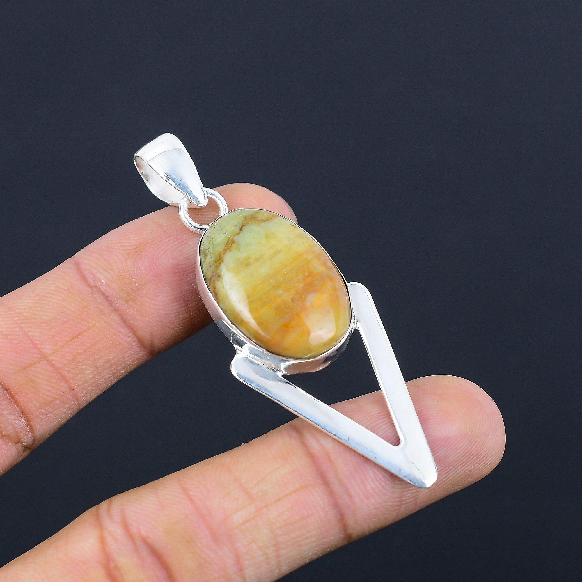 

Подвеска из натурального полихромного яшмового драгоценного камня, ювелирное изделие из стерлингового серебра 925 пробы для женщин