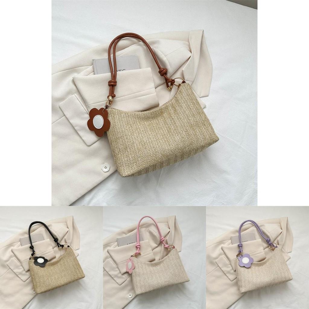 Versatile Woven Tote Bag For Women Modern Casual Shoulder Bag In Elegant Colors