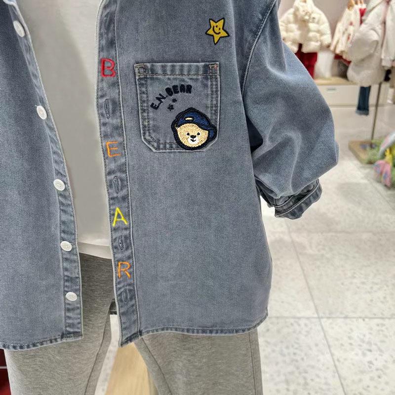 Jesienna kurtka dżinsowa z kapturem dla chłopców 2025 - Kardigan w jednolitym kolorze w stylu koreańskim