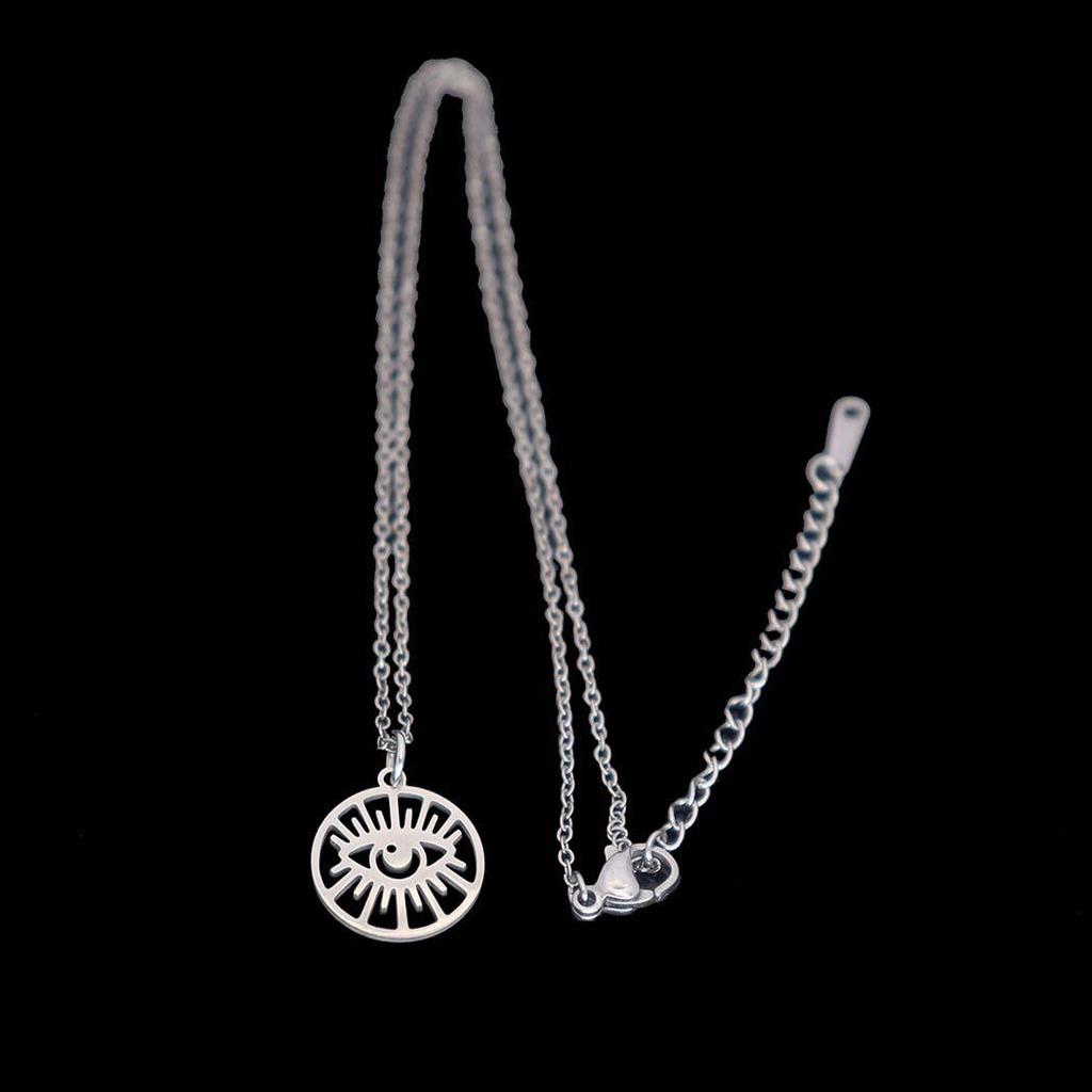Cross-Border Fashion: Devil's Eye Stainless Steel Pendant Necklace, Simple & Versatile Clavicle Chain