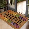 Colorful Crayon Welcome Pattern Doormat Entry Decorative Rug Anti Slip Floor Mat For Outdoor Porch Entry Decor Use