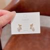 S925 Silver Micro-Inlaid Zircon Leaf & Mini Pearl Korean Earrings