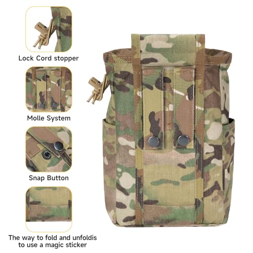 EXCELLENT ELITE SPANKER Dump Pouch, Nylon Garbage Bag/Magazine Holder, Military Pouch, Foldable Waist Bag, MOLLE Compatible, Large Capacity, Convenien